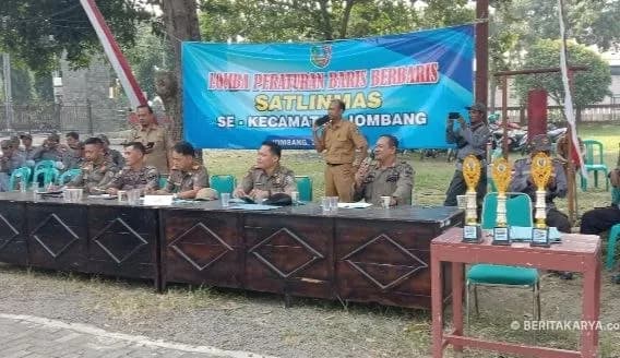 LBB Satlinmas se-Kecamatan Jombang Jadi Ajang Penguatan Disiplin dan Kesiapsiagaan Personel